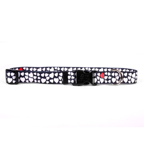 White Hearts Adjustable Nylon Dog Collar