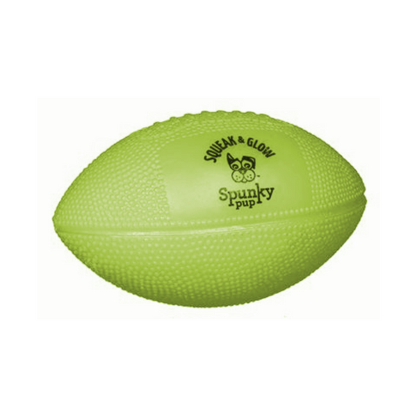 Squeak and Glow Rubber Football Dog Toy Fuzzy Creek Pet Supplies