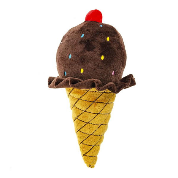 10" Ice Cream Cone Plush Dog Toy
