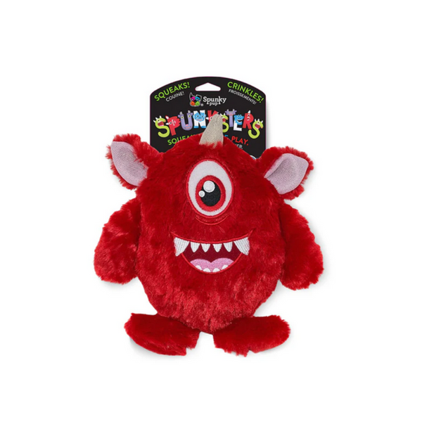 Spunkster Monsters Plush Dog Toy - Red