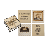 Coaster Set with Holder - Yellow Labrador