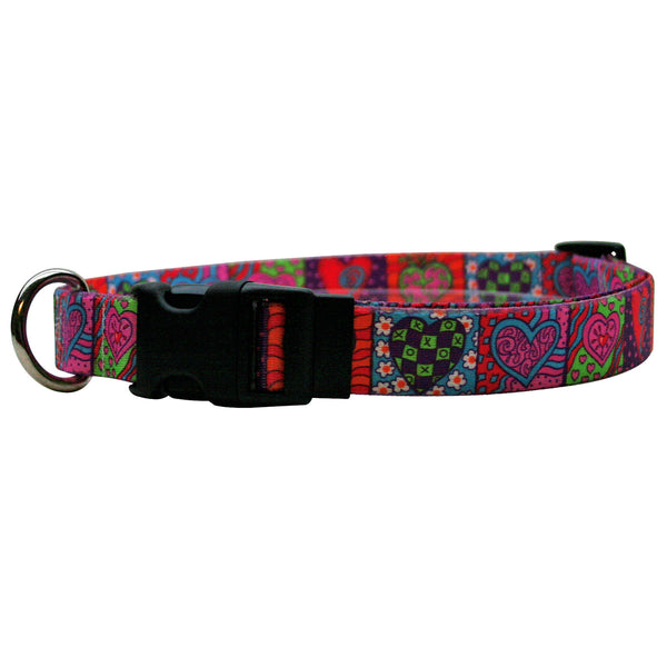 Crazy Hearts Nylon Dog Collar