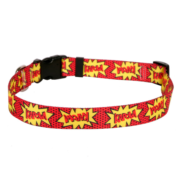 Red Kapow! Nylon Dog Collar