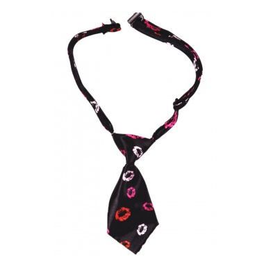 Dog Necktie - Black with Colored Kisses