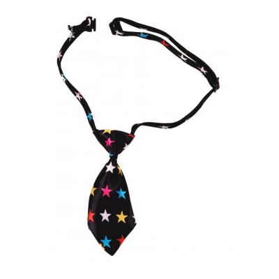 Dog Necktie - Black with Colored Stars