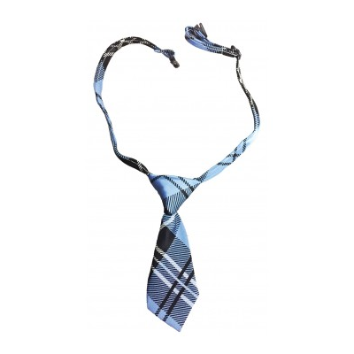 Dog Necktie - Navy and Lt Blue Plaid