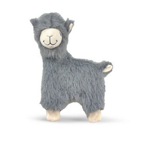 Furry Gray Alpaca Squeaker Plush Dog Toy