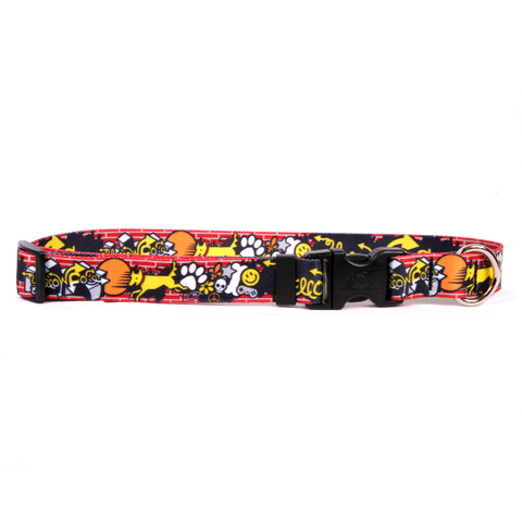 Graffiti Print Adjustable Nylon Dog Collar