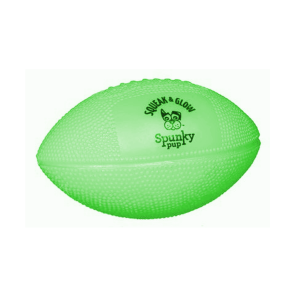 Squeak and Glow Rubber Football Dog Toy - Green