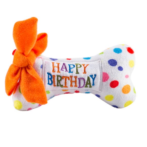 Happy Birthday Plush Bone Dog Toy