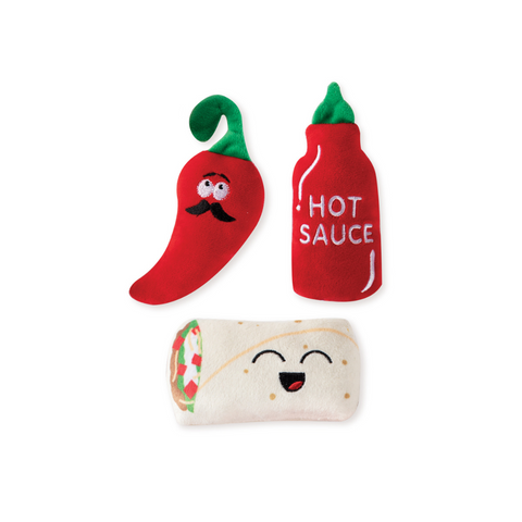 Hot and Spicy Burrito 3pk Plush Dog Toy