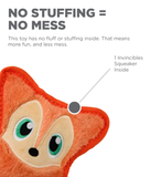 Invincibles Mini Fox Dog Toy - stuffing free