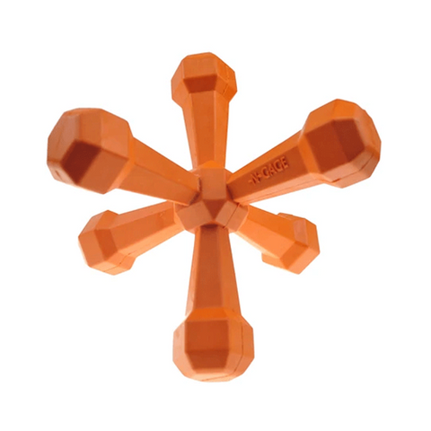 Atom-Shaped Jack Rubber Dog Toy - Orange