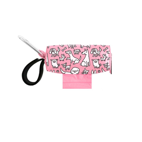 Pink and White Dogs Duffel with Waste Bags