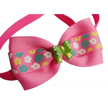 Adorable Pink Flower Dog Bow Tie