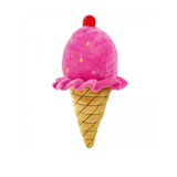 10" Ice Cream Cone Plush Dog Toy - Strawberry