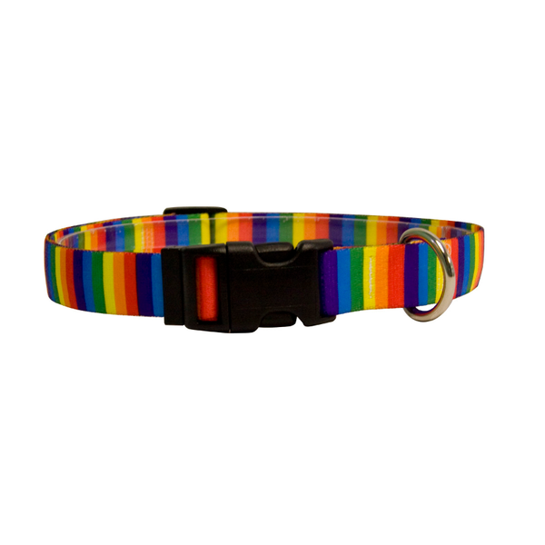 Rainbow Print Adjustable Nylon Dog Collar