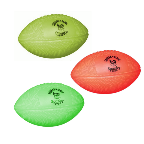 Squeak and Glow Rubber Football Dog Toys