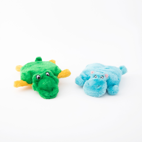 Squeakie Pad Hippo/Gator Dog Toy 2 pk