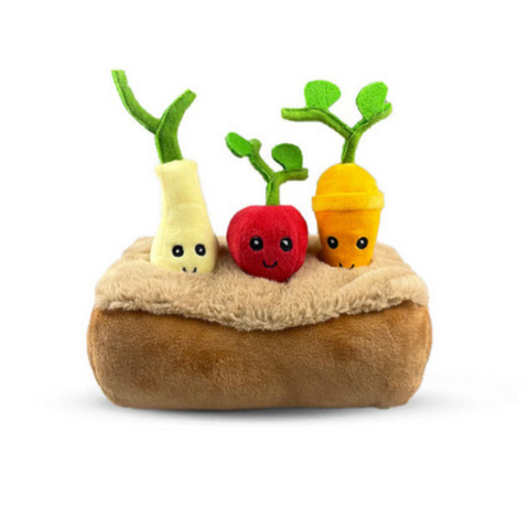 Interactive Plush Veggie Garden Dog Toy