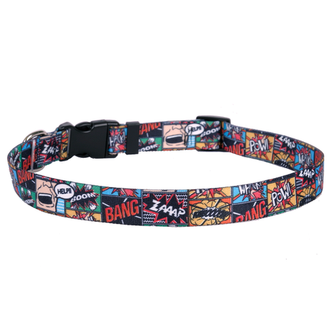 Vintage Comic Adjustable Nylon Dog Collar