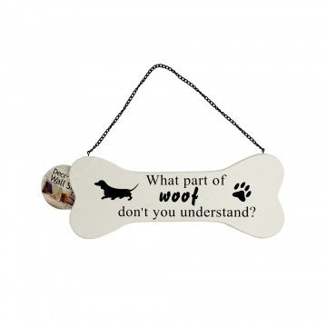 Bone-Shaped Woof Dog Sign with Chain